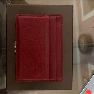 Gucci red monogram cardholder
